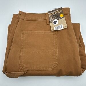 Carhartt B111 BRN Washed Duck Work Dungaree Flannel Lined Brown‎ 42x32 NWT Pants